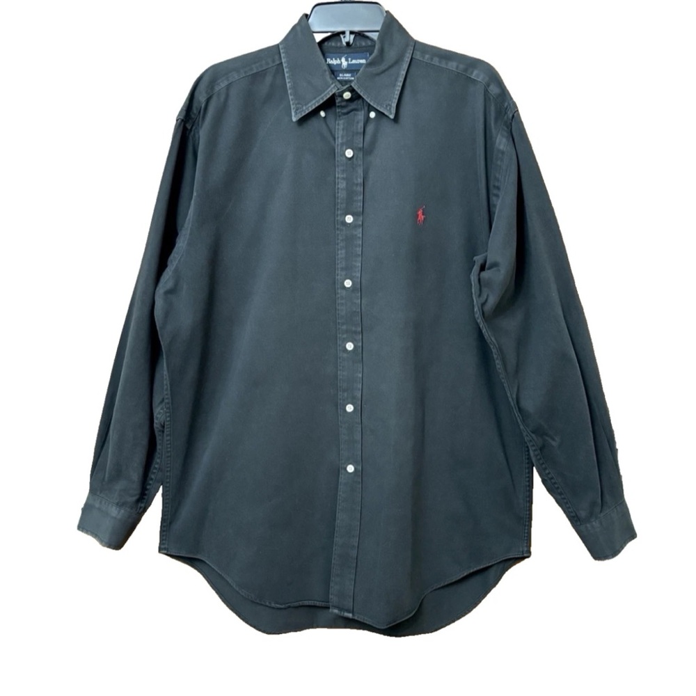 RALPH LAUREN MENS BLAKE BUTTON DOWN SHIRT M RED PONY VINTAGE BLACK COTTON MINT - Picture 2 of 8